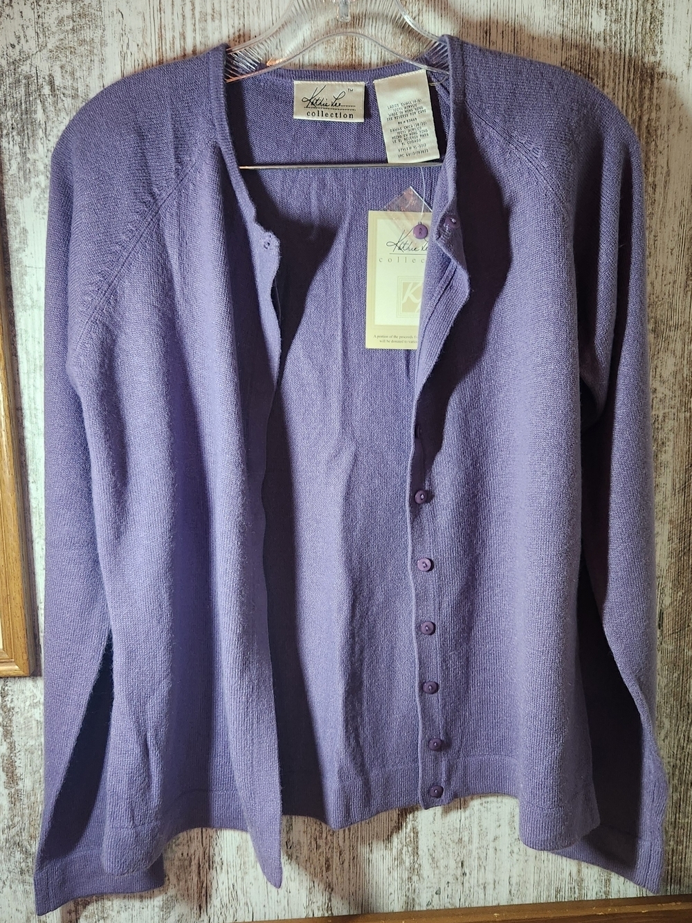 Kathie Lee Collection Purple Button-Front Knit Cardigan Size Small 4/6